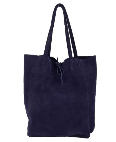 Suède shopper in donkerblauw