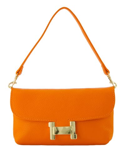 Helene lederen clutch in oranje