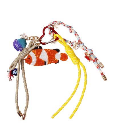Sleutelhanger/tashanger met grote vis en zee-thema bedeltjes