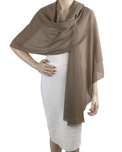 Taupe kleurige soepelvallende cape stola