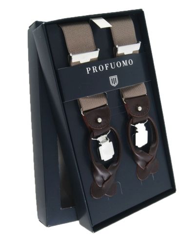 Luxueuze Italiaanse Profuomo bretels in taupe