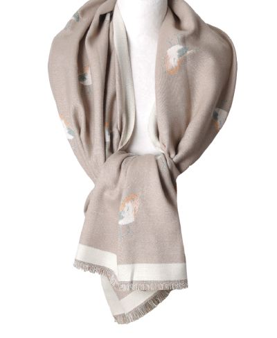 Wol-blend XL sjaal met vogelprint