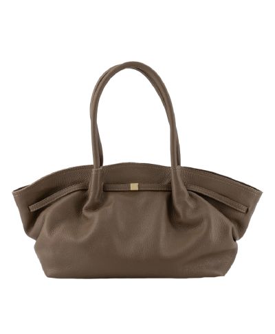 Mila lederen schoudertas in taupe