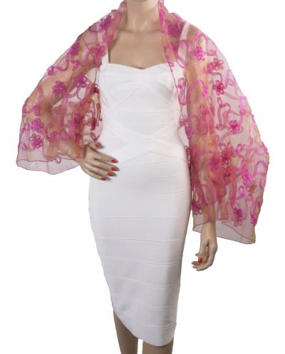 Roze bolero stola van organza met goudkleurige weerschijn