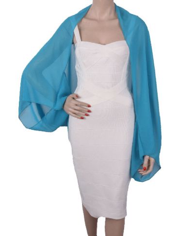 Turquoise bolero stola van crêpe voile