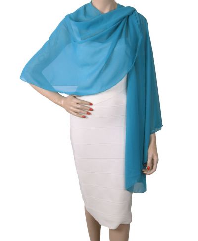 Donker-turquoise soepelvallende cape stola
