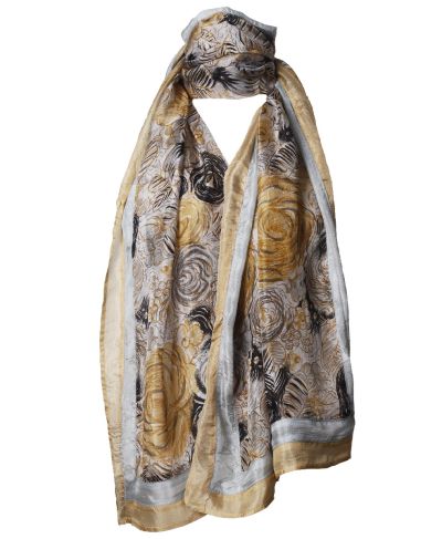 Zijden sjaaltje met geïllustreerde bloemenprint