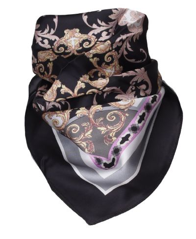 Vierkante zijde-blend sjaal met ornament print