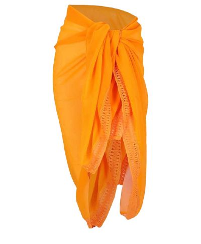 Voile sarong in warmgeel met gehaakt bandje