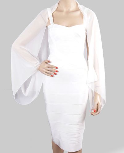 Ivoorkleurige bolero stola van crêpe voile