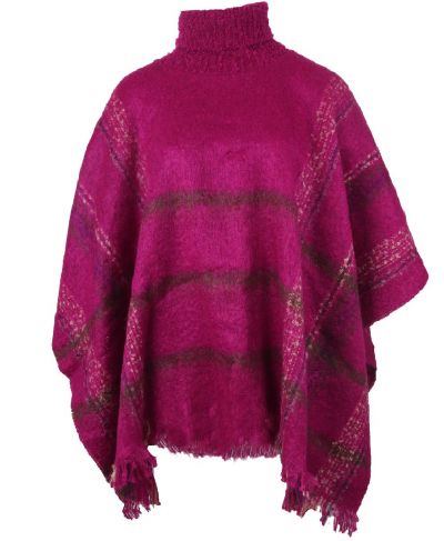 Fuchsia poncho met kol