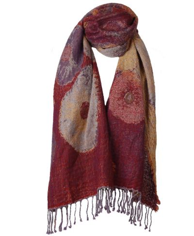 Wollen pashmina sjaal in grijs en rood
