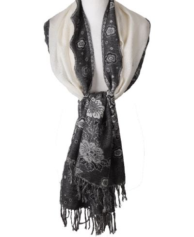 Wollen pashmina stola in ecru