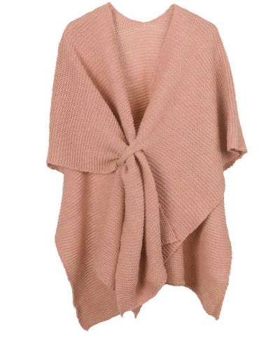Alpaca-blend in zalmroze omslagdoek met lus