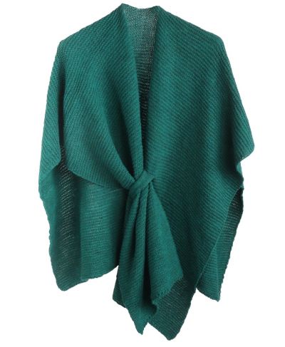 Alpaca-blend omslagdoek in zeegroen met lus