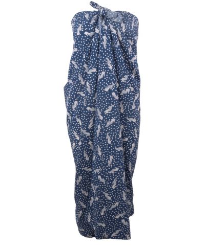 Denimblauwe pareo met zeepaardjes print