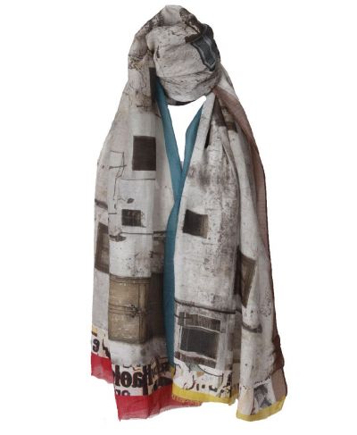Zijde-blend sjaal met maison de caractère print
