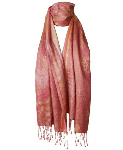 Zijde pashmina sjaal in roze-oranje