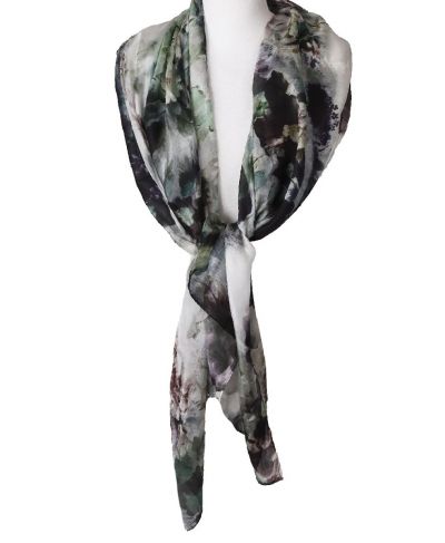 Zijden stola/sjaal met aquarel bloemenprint
