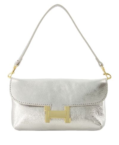 Helene metallic lederen clutch
