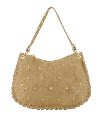 Dune suède schoudertas met gouden studs