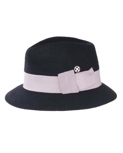 Zwarte wollen fedora hoed 