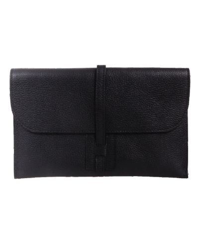 Lederen envelop clutch in zwart