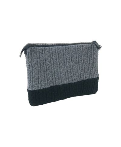 Zwart grijze kabelgebreide clutch