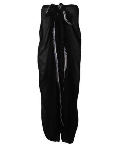 Zwarte crêpe voile pareo met een zilver sierbandje