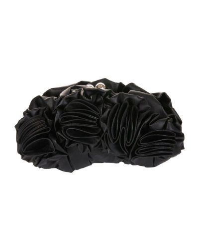 Zwarte kunstlederen ruches clutch