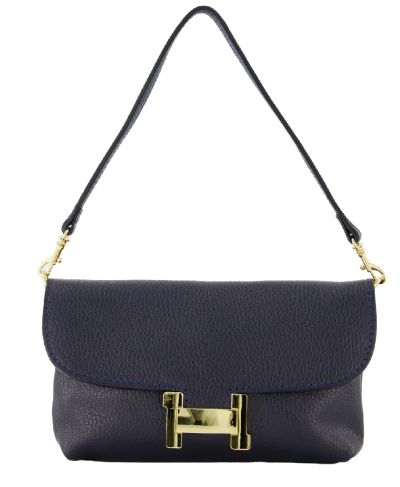 Helene lederen clutch in donkerblauw
