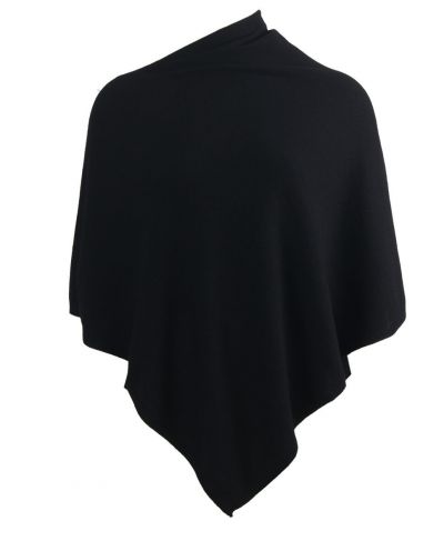 Kasjmier-blend poncho in zwart