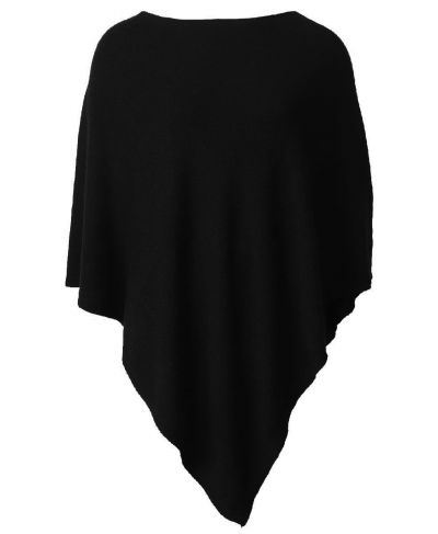 Poncho in kasjmier-blend in zwart