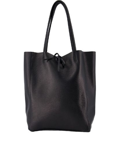 Lederen shopper in zwart