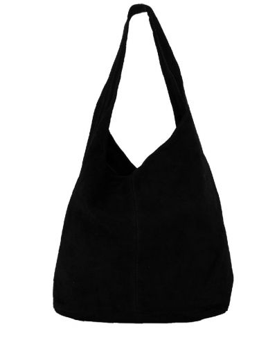 Zwarte suède shopper met rits