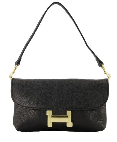 Helene lederen clutch in zwart