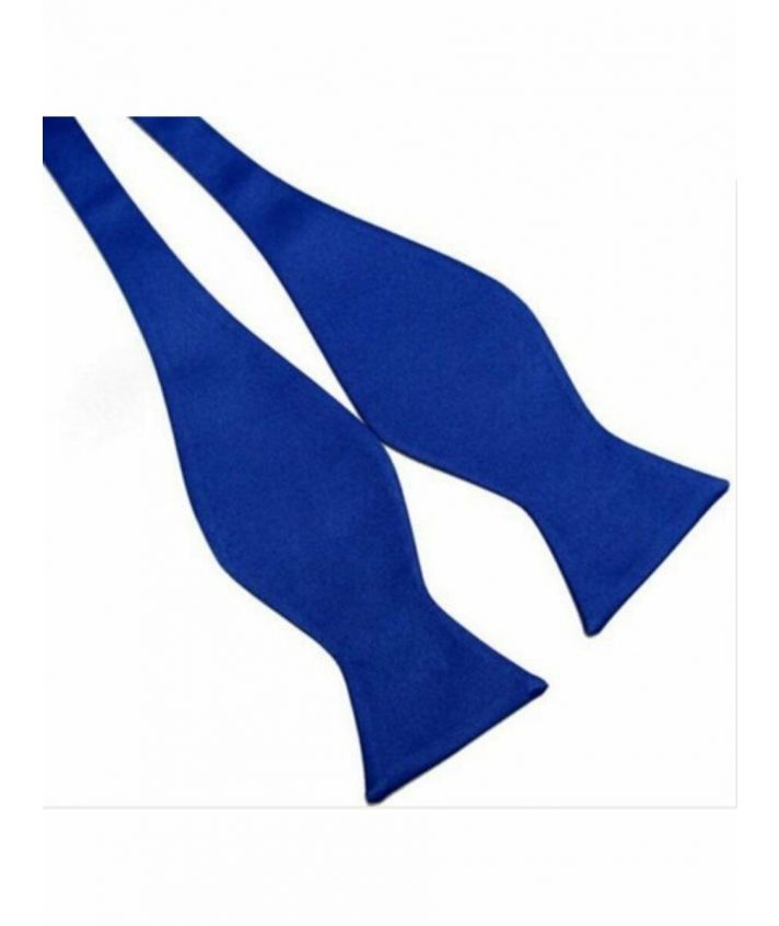 Kobaltblauwe satijnen zelfstrikker vlinderdas