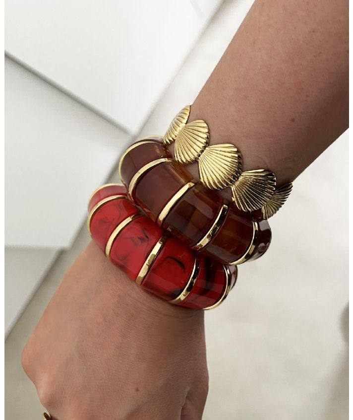 Statement armband met marmer look in groen