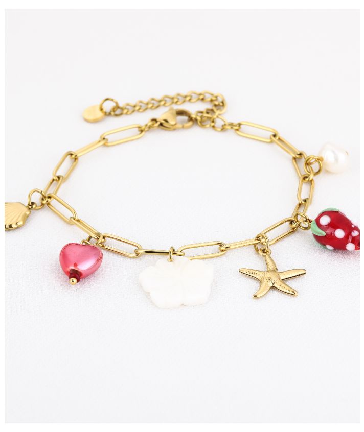 Goudkleurige schakelarmband met bedels