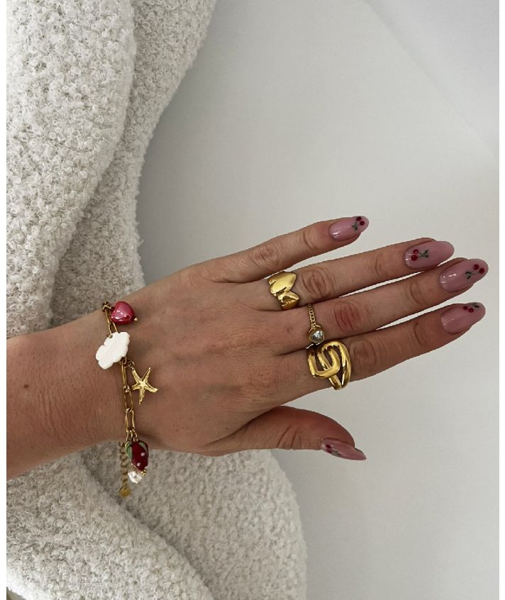 Goudkleurige schakelarmband met bedels