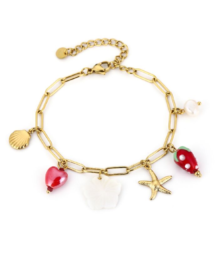 Goudkleurige schakelarmband met bedels