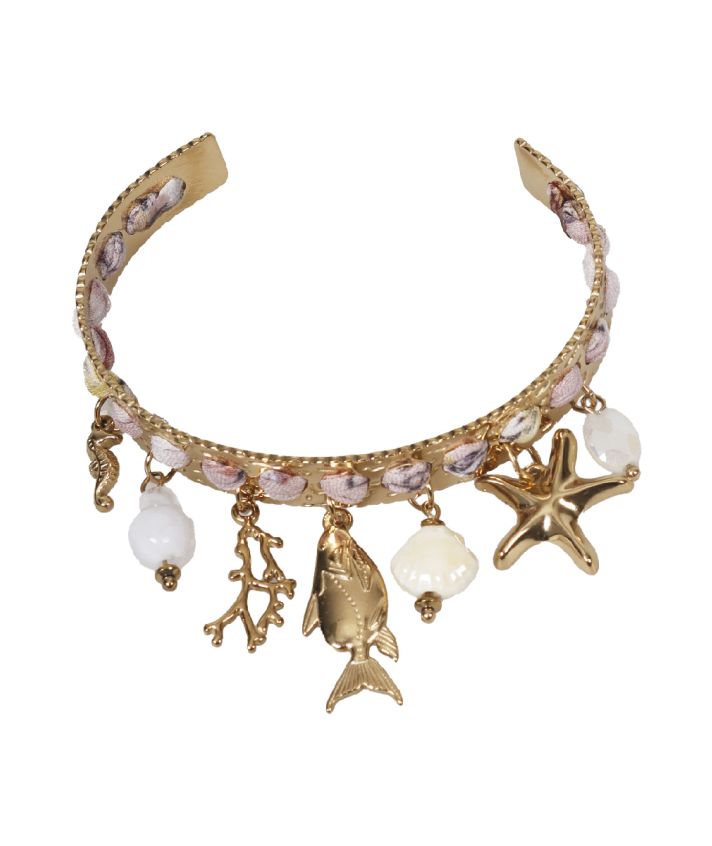 Open bangle met zee-thema bedels