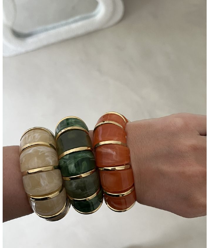 Statement armband met marmer look in groen