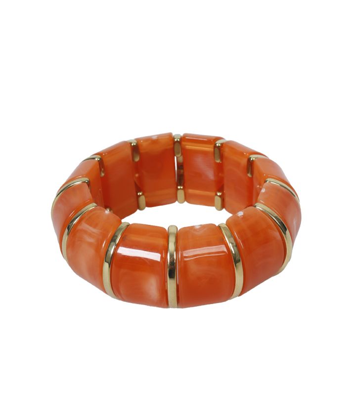 Statement armband met marmer look in oranje