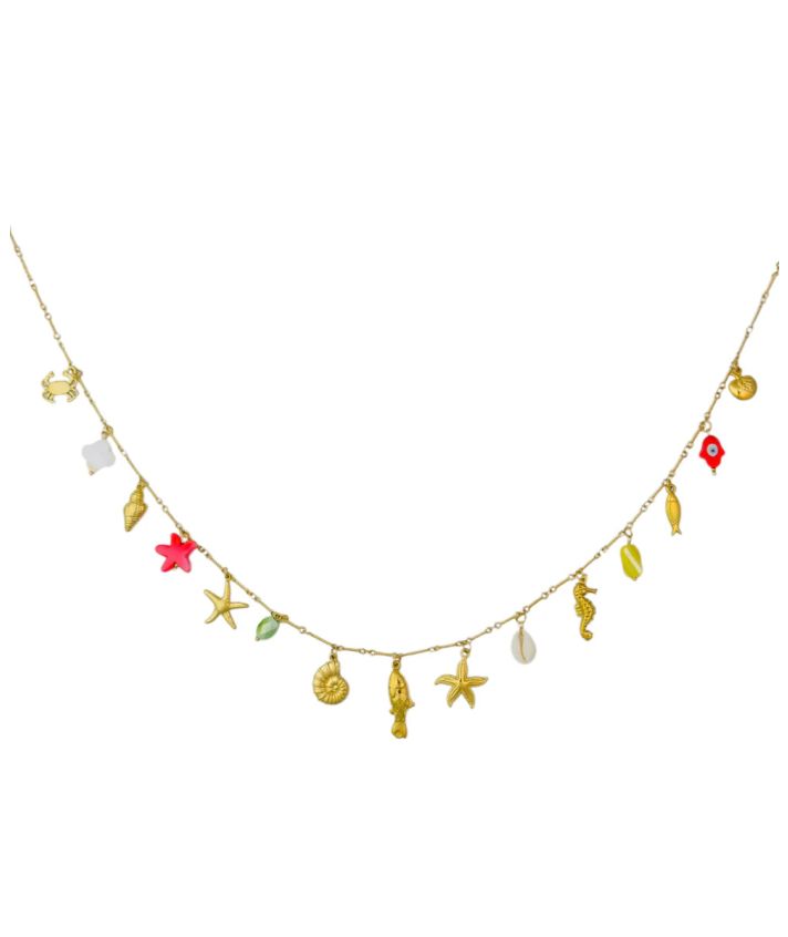 Lange ketting met zee-thema bedels