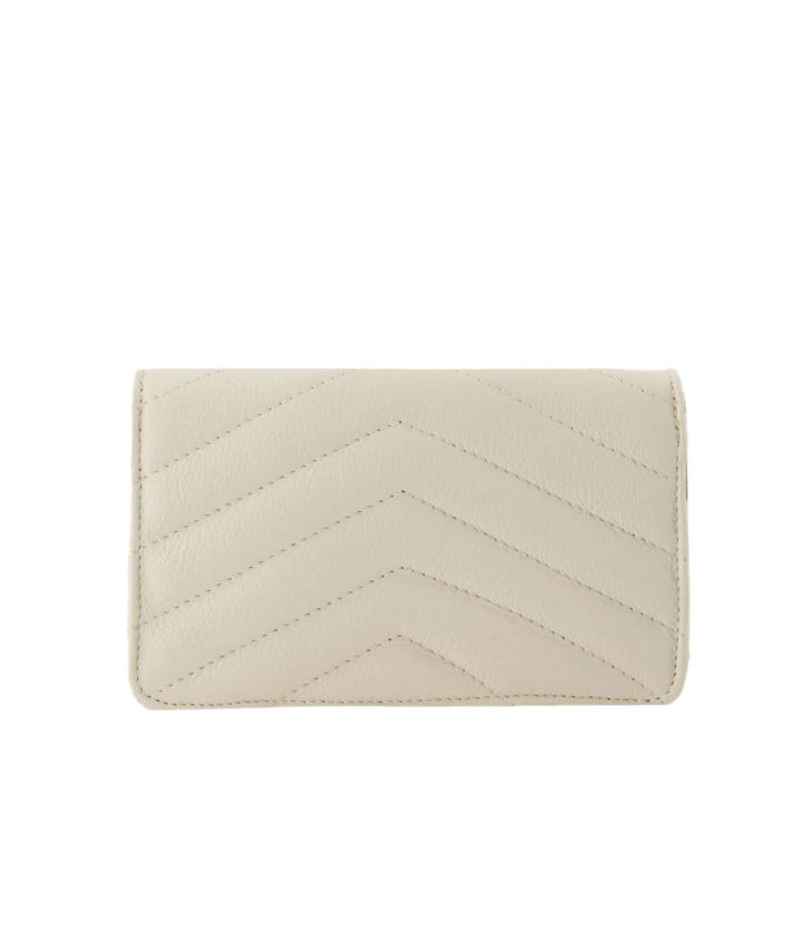 Lederen crossbody clutch in lichtbeige