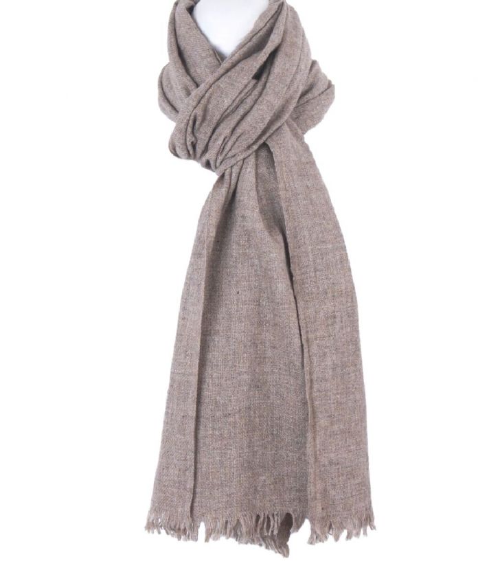Beige gemêleerde wol-blend sjaal