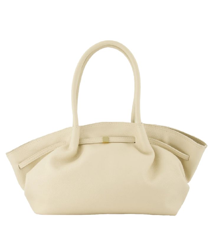 Mila lederen schoudertas in beige