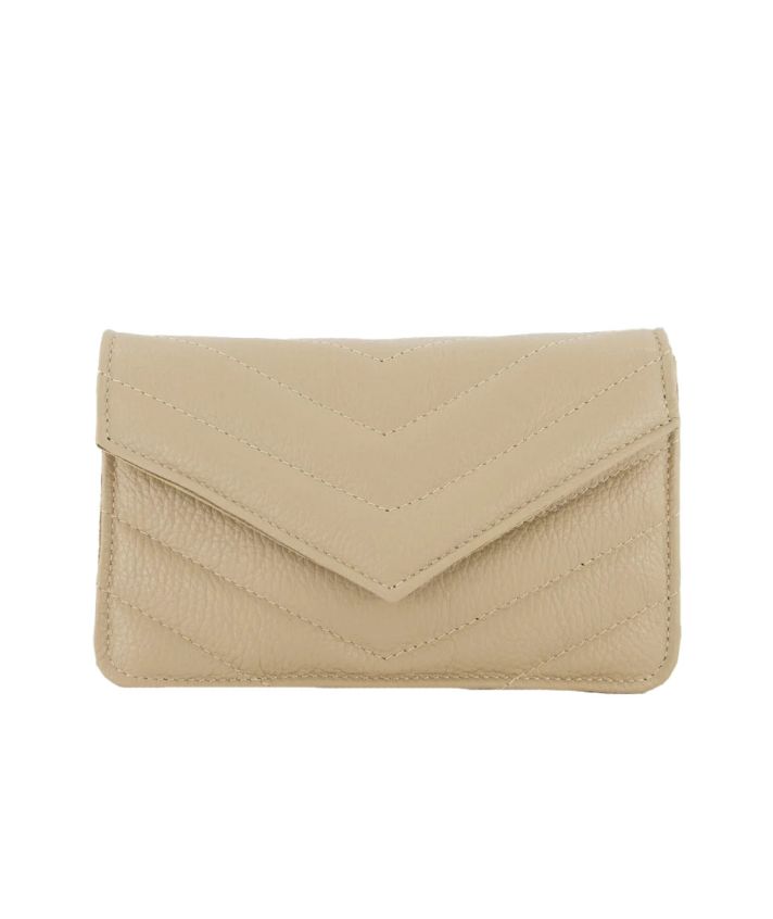 Lederen crossbody clutch in taupe