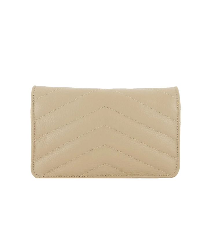 Lederen crossbody clutch in taupe